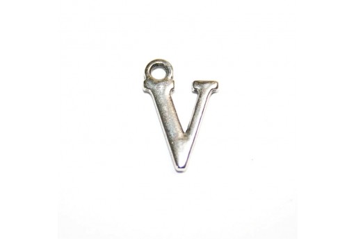 Antique Silver Plated Alphabet Charms Letter V 12mm - 2pcs-perlinebijoux.com-