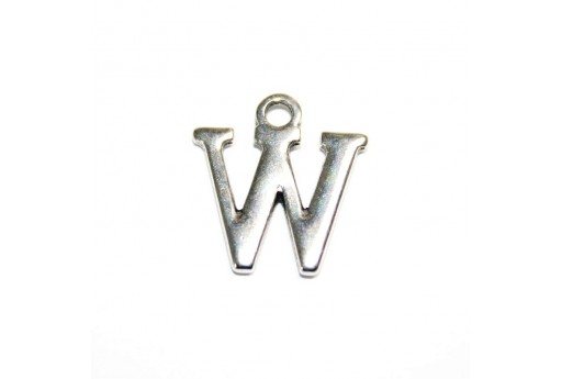 Antique Silver Plated Alphabet Charms Letter W 12mm - 2pcs-perlinebijoux.com-