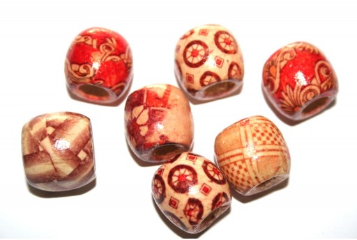 Wood Beads Round Fantasy 16mm - 16pcs-perlinebijoux.com-