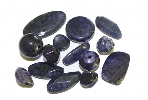 Blue Mix Shape Acrylic Beads - 14pcs-perlinebijoux.com-