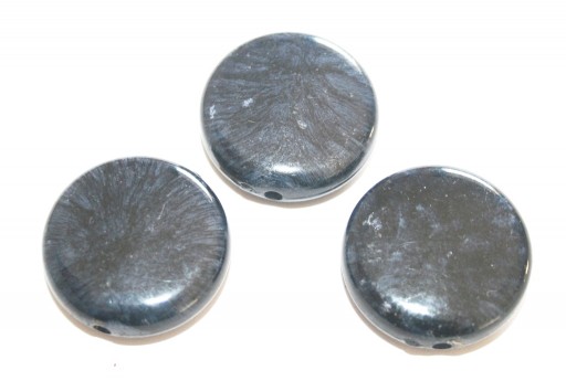 Acrylic Beads Coin Blue 27x9mm - 8pcs-perlinebijoux.com