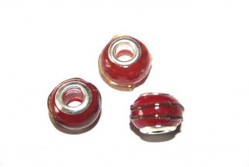 Red Glass Large Hole Beads 14x10mm - 2pcs-perlinebijoux.com-