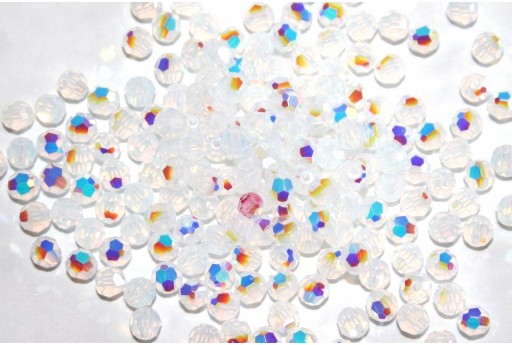 Round Swarovski 5000 White Opal AB 4mm - 10pcs-perlinebijoux.com-